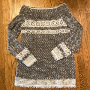 Anthropologie fuzzy off shoulder sweater, size small